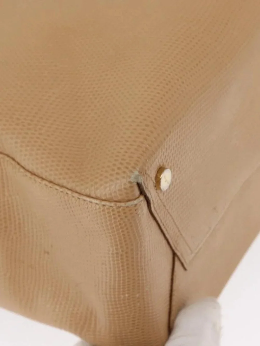 Salvatore Ferragamo Vala Tote Bag Leather Beige Gold Auth ka1447